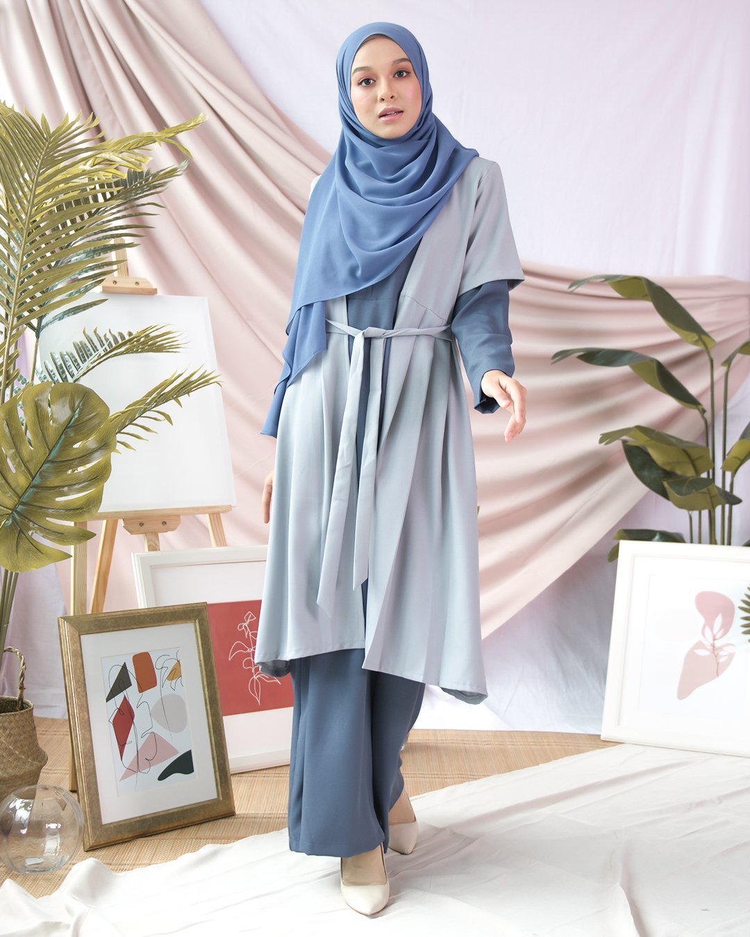 Abaya Cardi Maisarah - Sky Blue