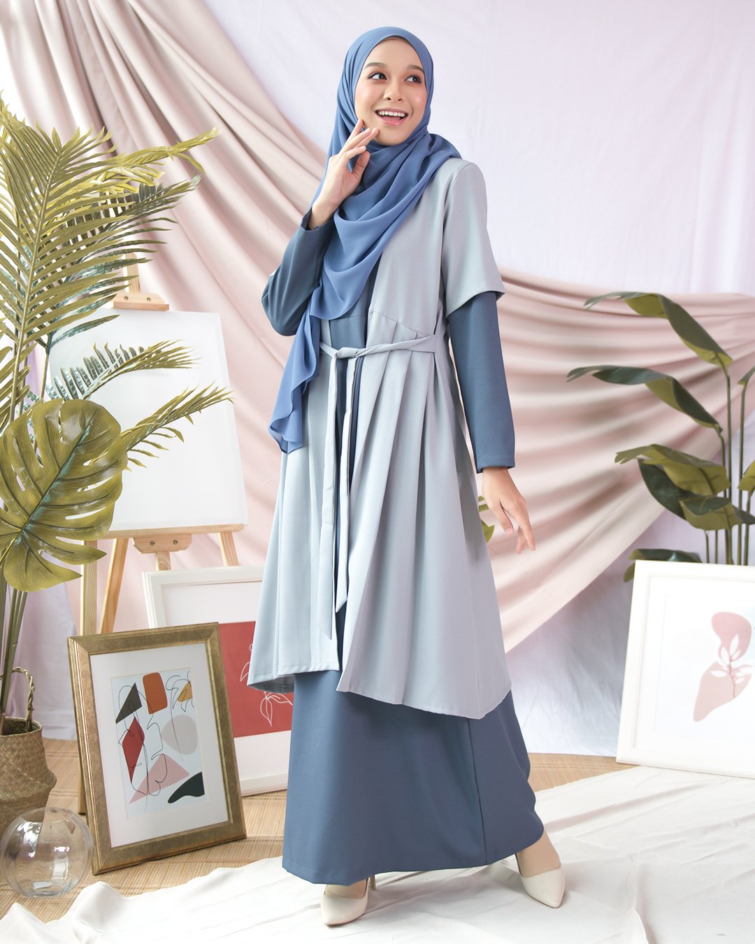 Abaya Cardi Maisarah - Sky Blue