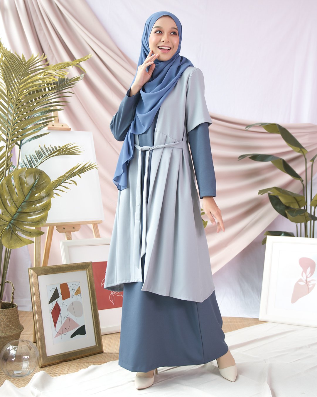 Abaya Cardi Maisarah - Sky Blue