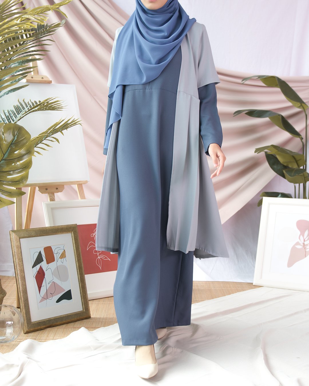 Abaya Cardi Maisarah - Sky Blue