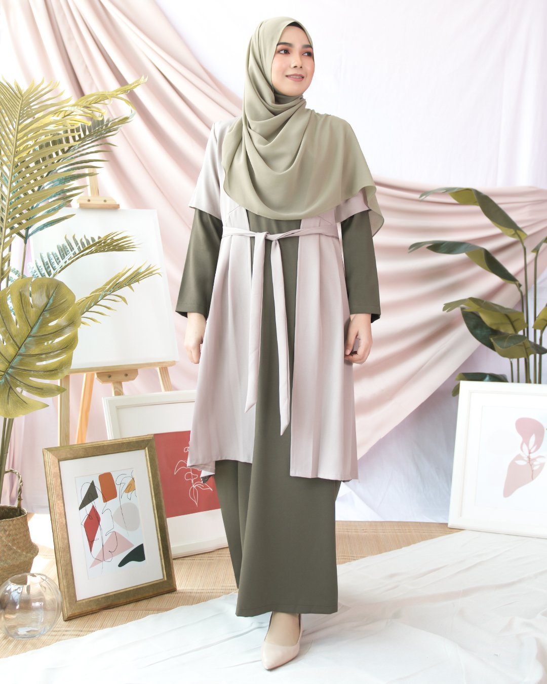 Abaya Cardi Maisarah - Seaweed Green