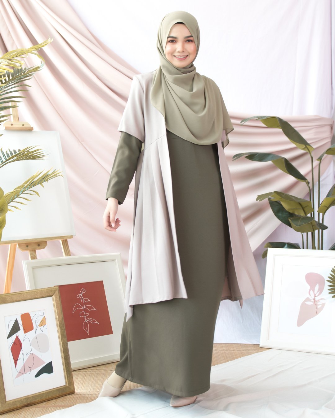 Abaya Cardi Maisarah - Seaweed Green