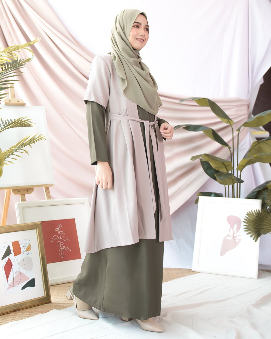 Abaya Cardi Maisarah - Seaweed Green