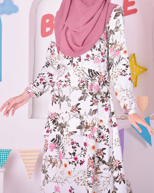 Abaya Ruffle Cassandra - Cotton White