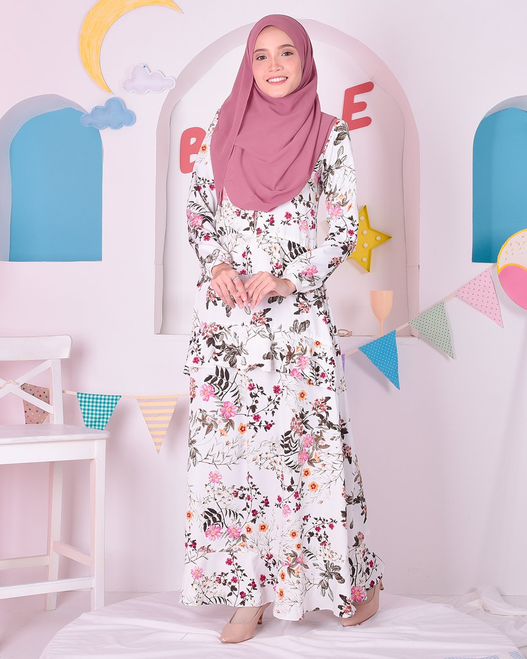 Abaya Ruffle Cassandra - Cotton White