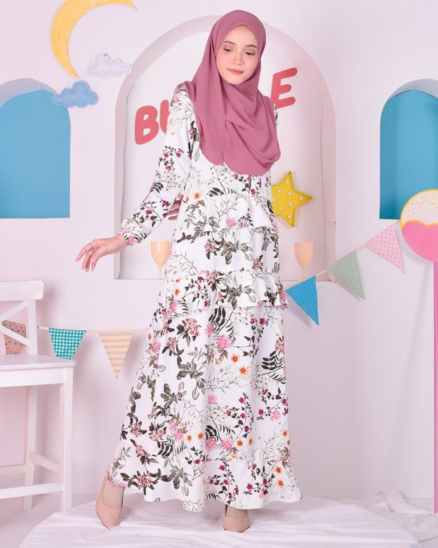 Abaya Ruffle Cassandra - Cotton White