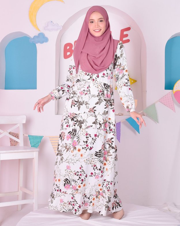 Abaya Ruffle Cassandra - Cotton White