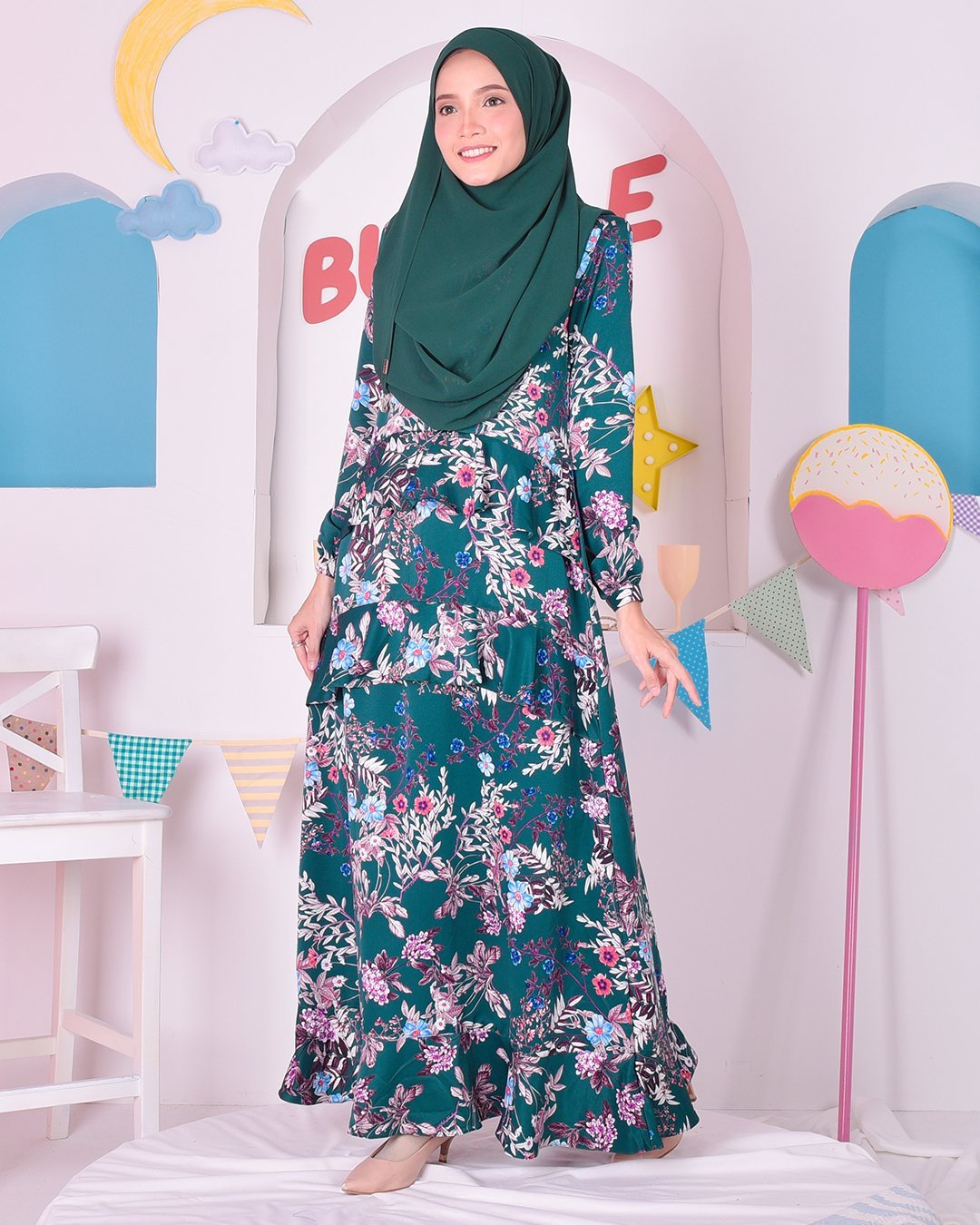Abaya Ruffle Cassandra - Rosellini Green