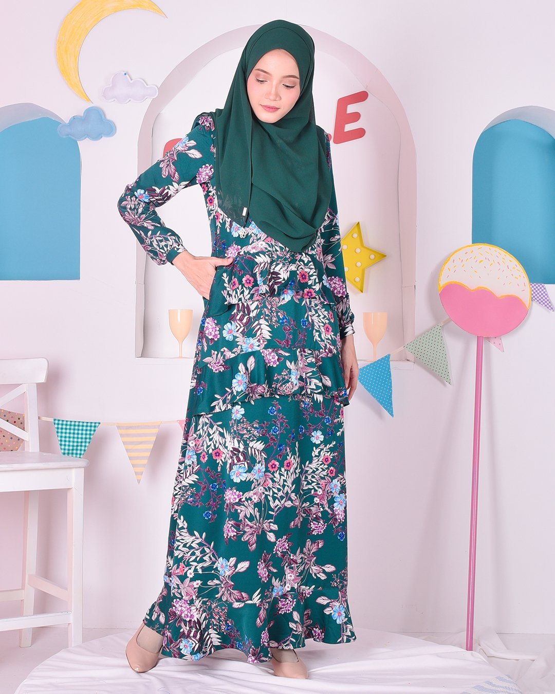 Abaya Ruffle Cassandra - Rosellini Green