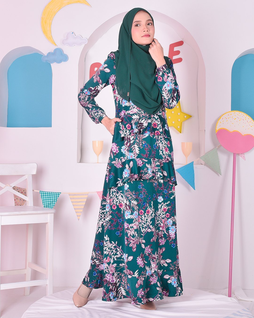 Abaya Ruffle Cassandra - Rosellini Green