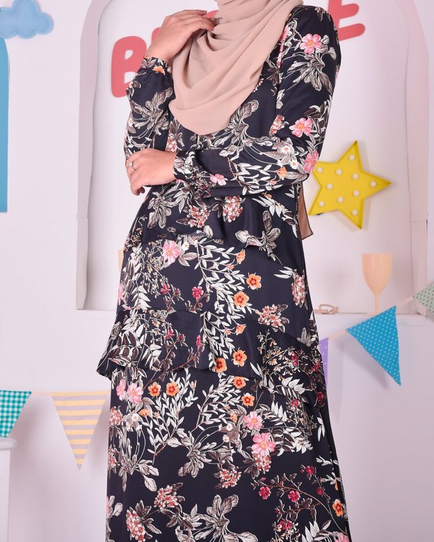 Abaya Ruffle Cassandra - Royal Black