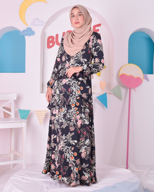 Abaya Ruffle Cassandra - Royal Black