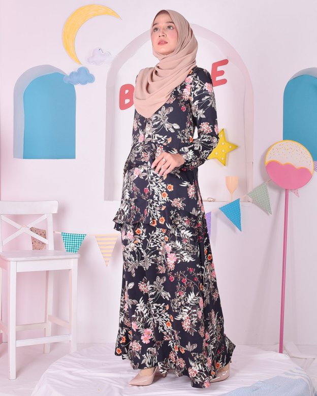 Abaya Ruffle Cassandra - Royal Black