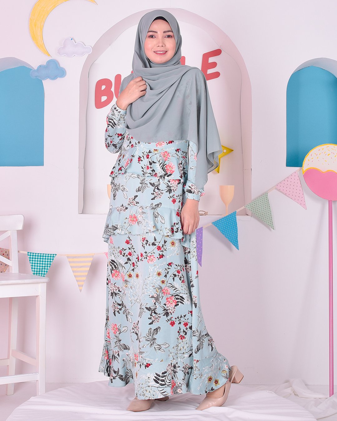 Abaya Ruffle Cassandra - Tiffany Green