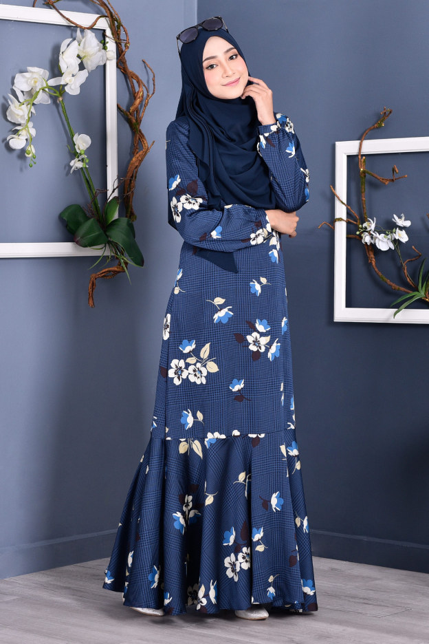 Abaya Checkered Renee - Deep Blue