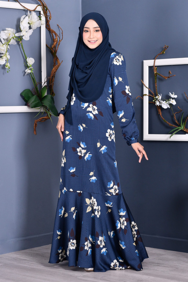 Abaya Checkered Renee - Deep Blue
