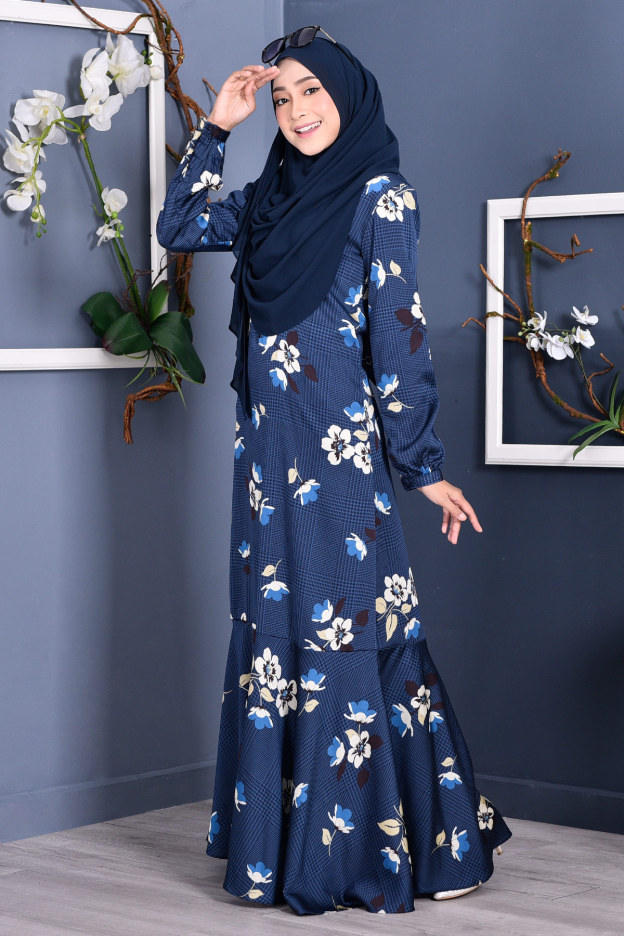 Abaya Checkered Renee - Deep Blue