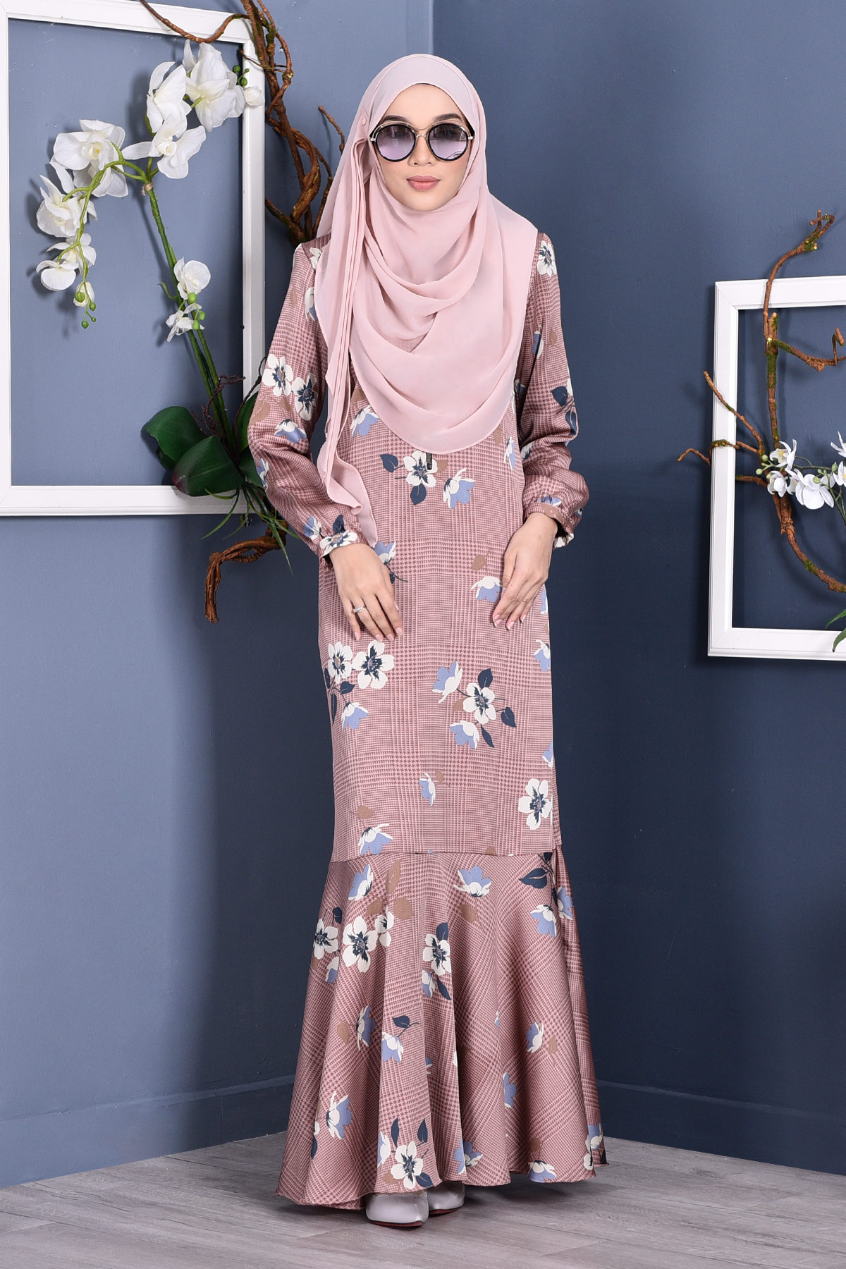 Abaya Checkered Renee - Love Pink