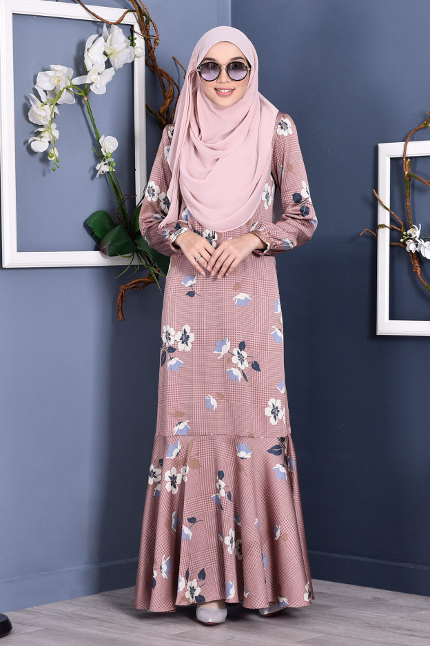 Abaya Checkered Renee - Love Pink