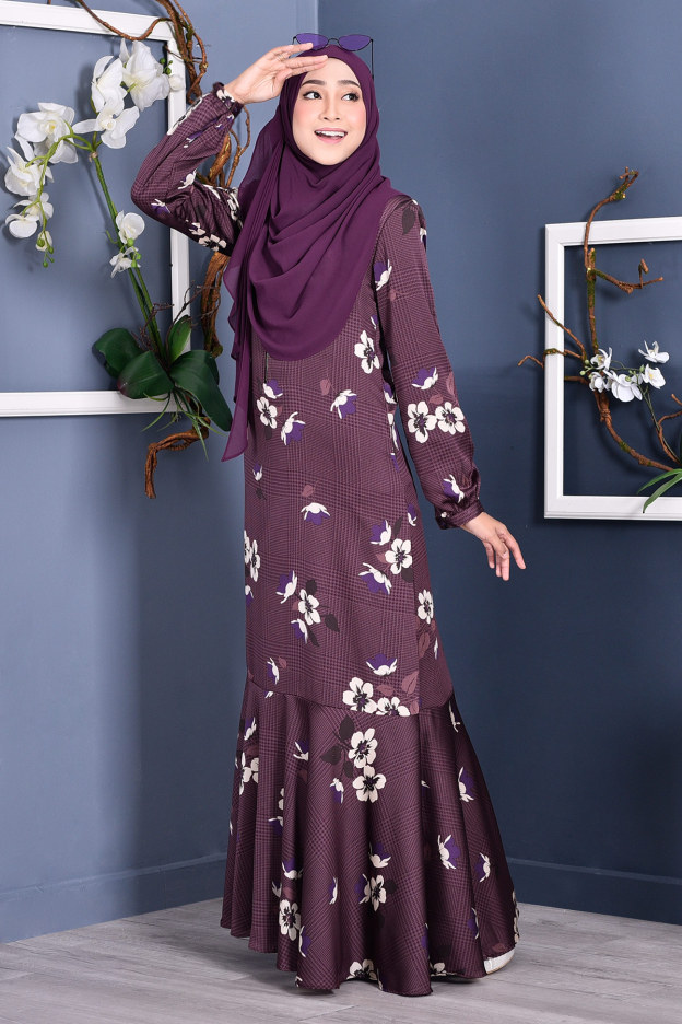 Abaya Checkered Renee - Plum Purple