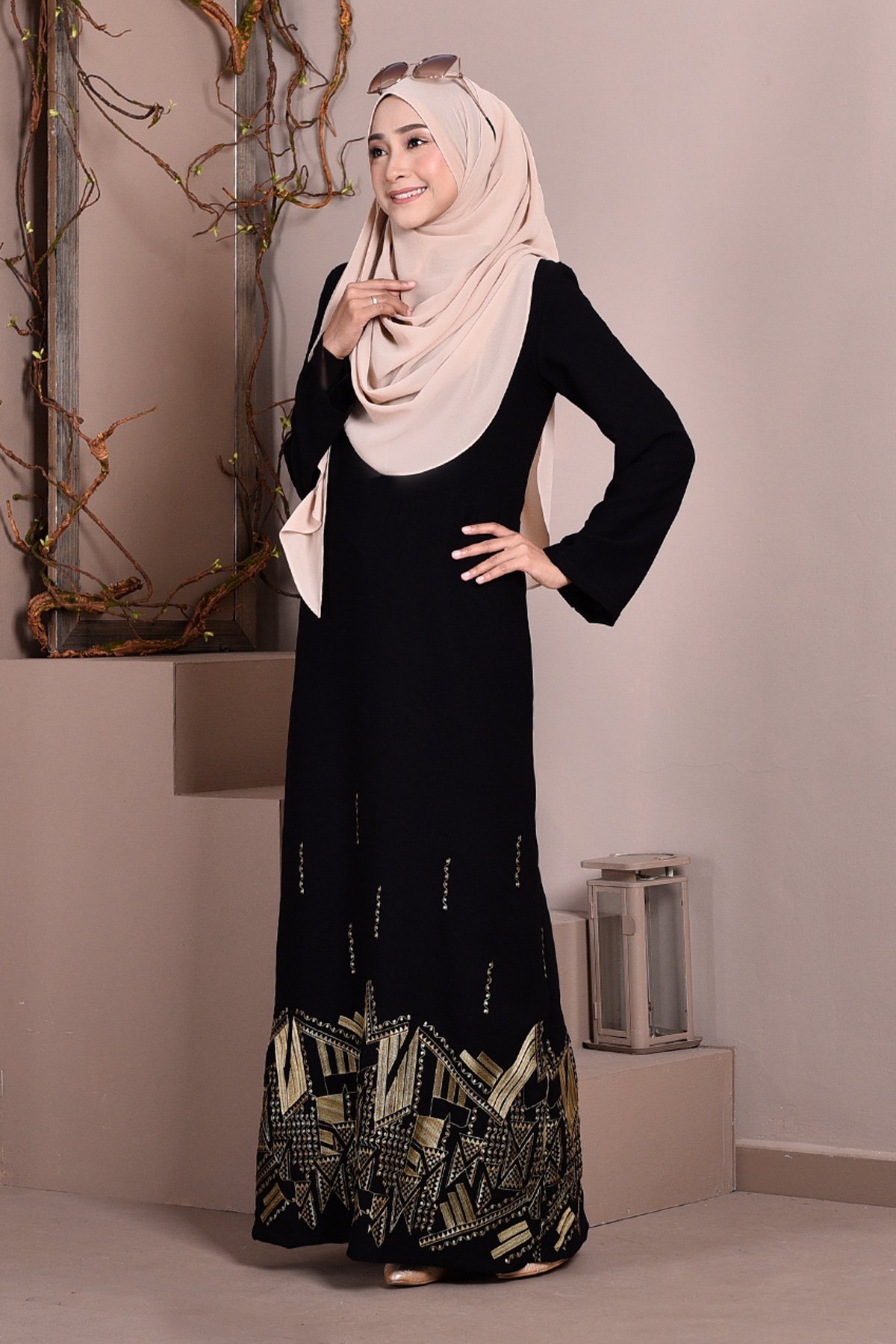Abaya Dubai Embroidery Haja - Honey Gold
