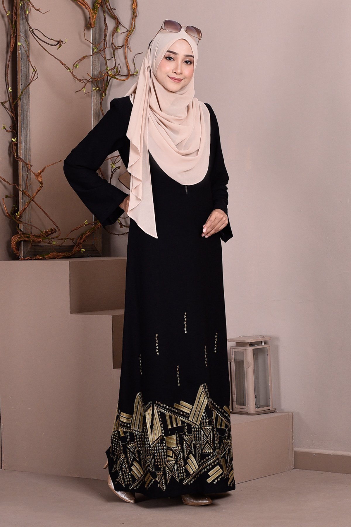 Abaya Dubai Embroidery Haja - Honey Gold