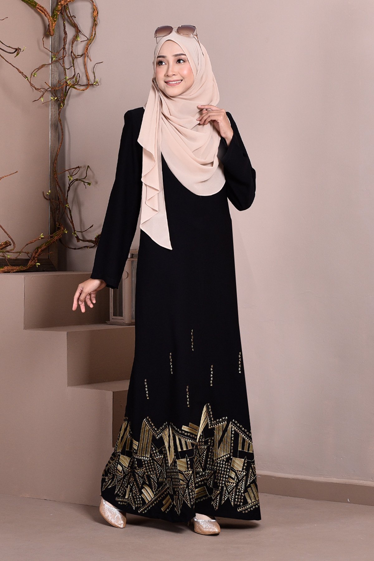 Abaya Dubai Embroidery Haja - Honey Gold