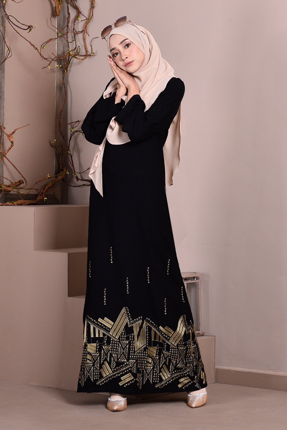 Abaya Dubai Embroidery Haja - Honey Gold