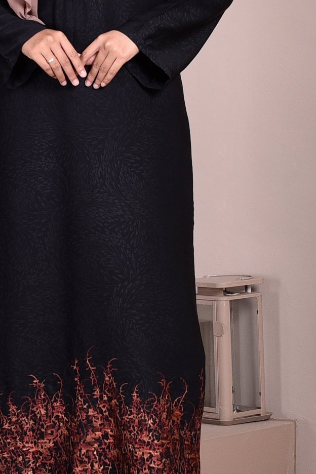 Abaya Dubai Embroidery Hijra - Cinnamon Brown