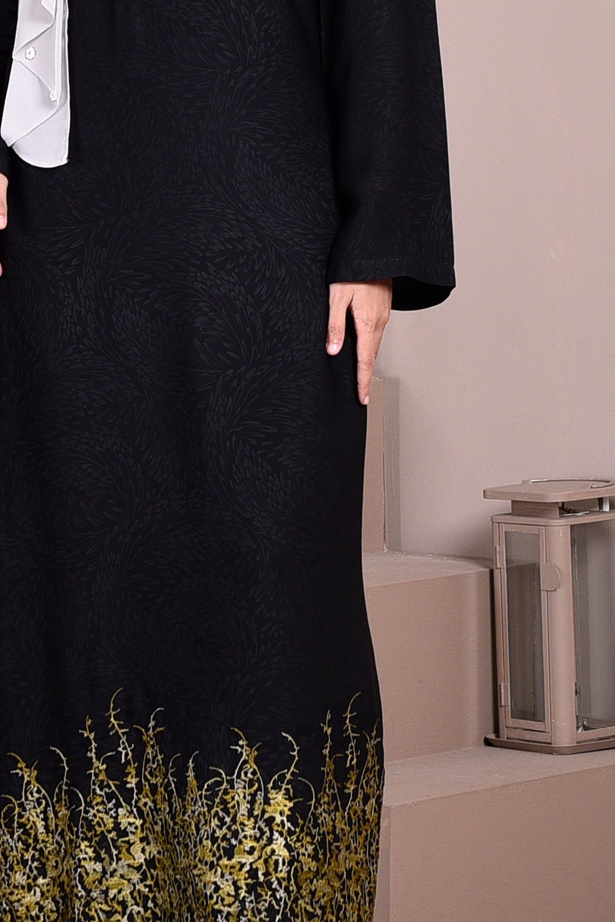 Abaya Dubai Embroidery Hijra - Forest Gold