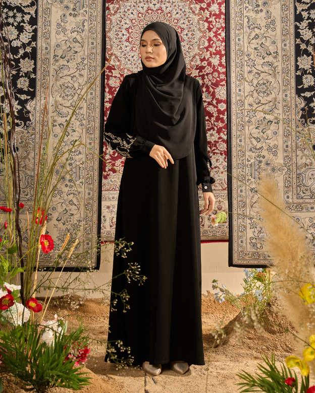 Abaya Embroidery Arrayan - Sandy