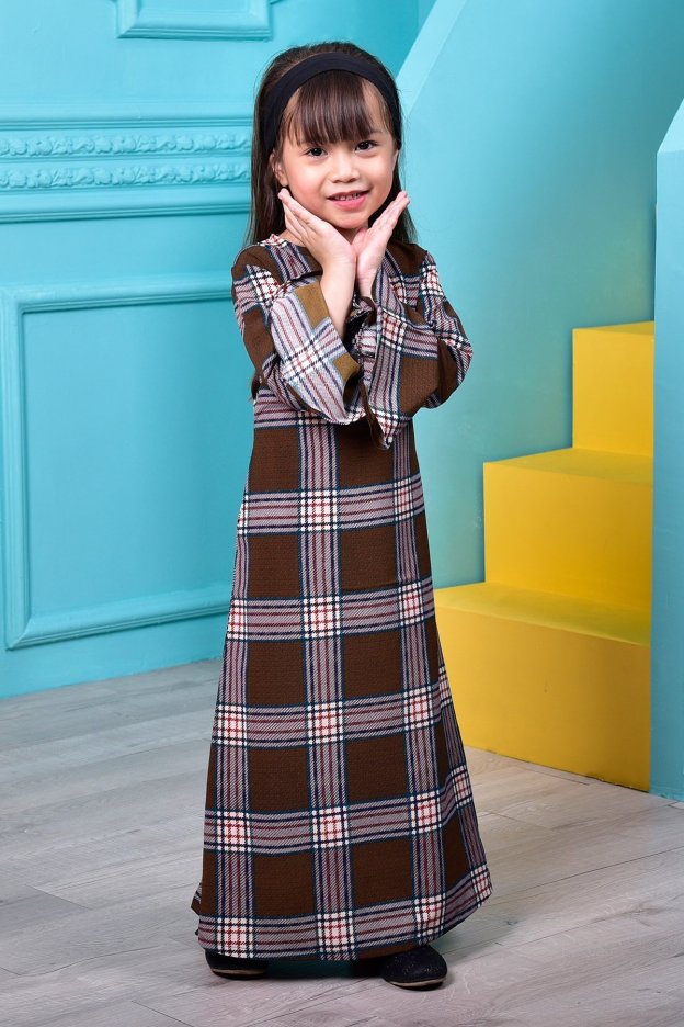 Abaya Fauziah Kids - Cinnamon Brown