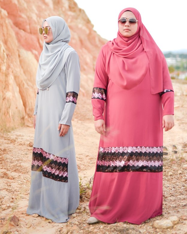 Abaya Sequin Jemina - Sherbet Pink