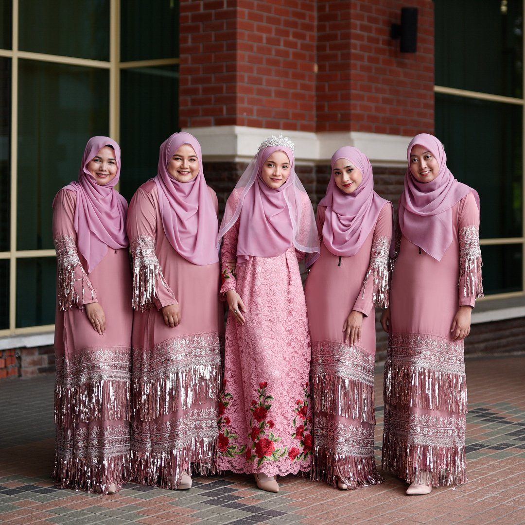 Abaya Lace Sequin Josephine - Blush Pink