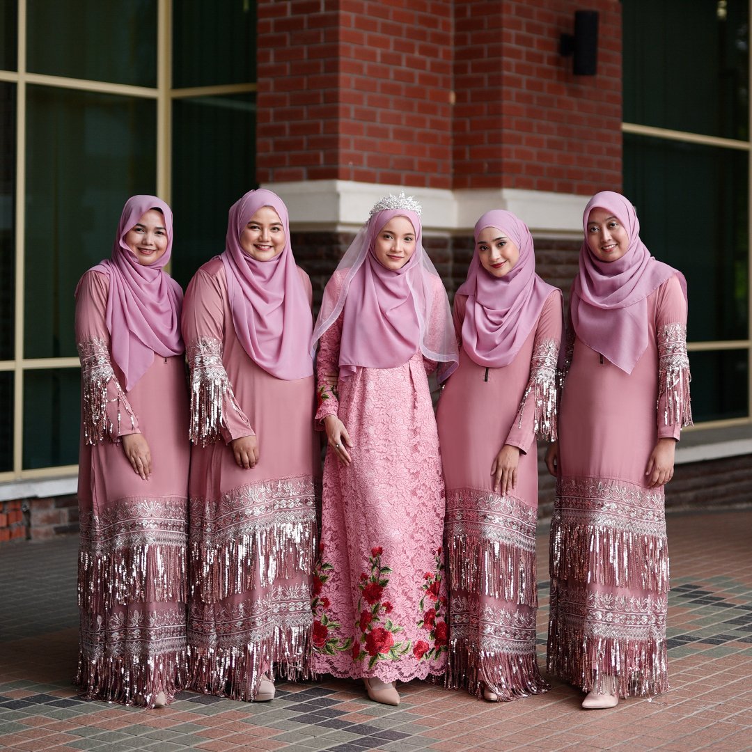 Abaya Lace Sequin Josephine - Blush Pink