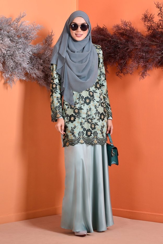 Baju Kurung Lace Brenda - Fresh Mint