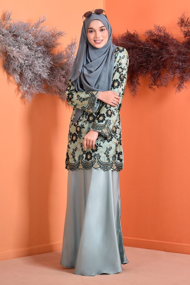 Baju Kurung Lace Brenda - Fresh Mint