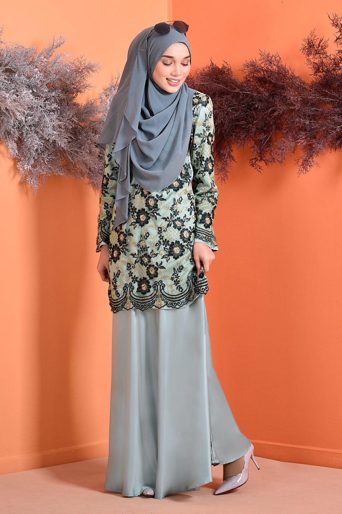 Baju Kurung Lace Brenda - Fresh Mint