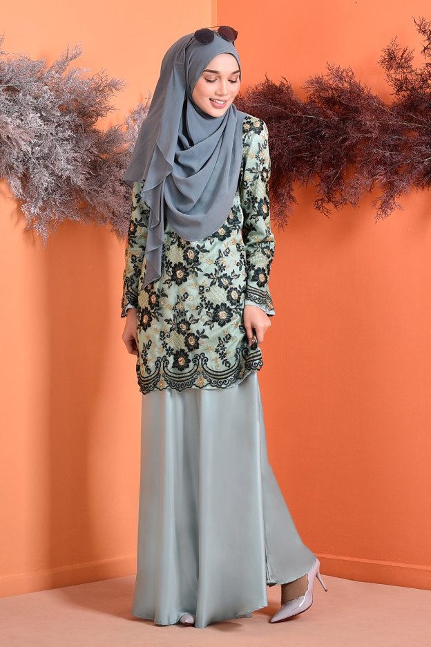 Baju Kurung Lace Brenda - Fresh Mint