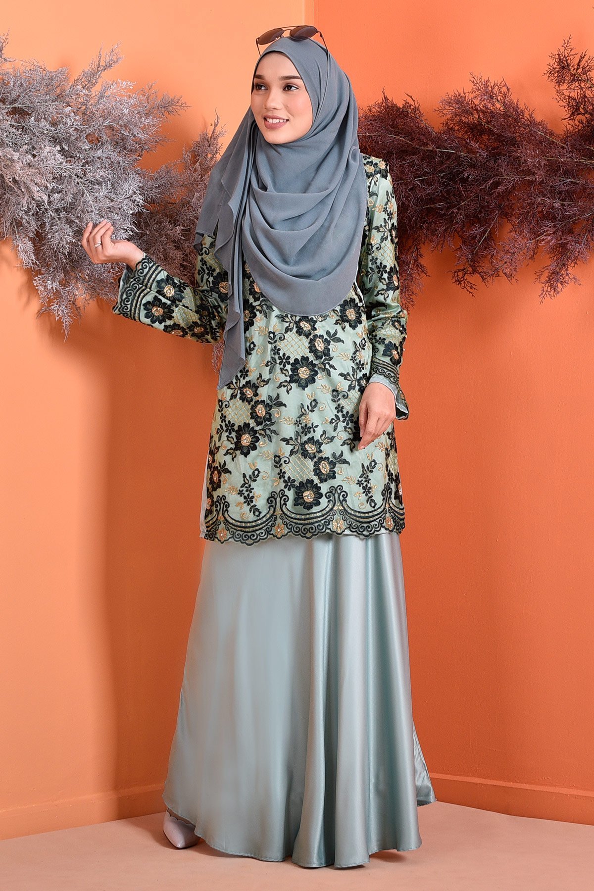 Baju Kurung Lace Brenda - Fresh Mint