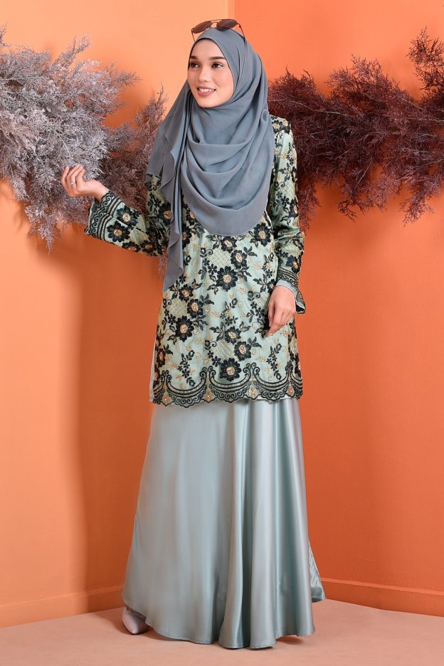 Baju Kurung Lace Brenda - Fresh Mint