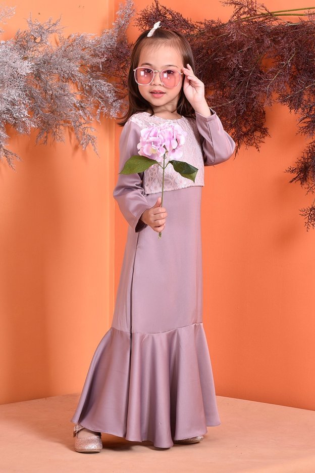 Abaya Lace Grayce Kids - Lavender