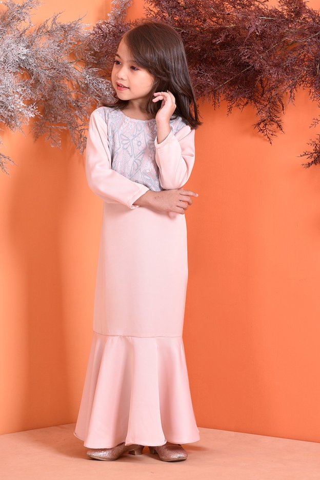 Abaya Lace Grayce Kids - Peach
