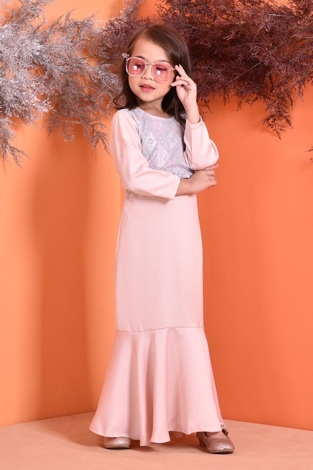 Abaya Lace Grayce Kids - Peach