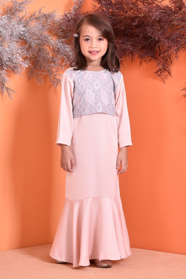 Abaya Lace Grayce Kids - Peach