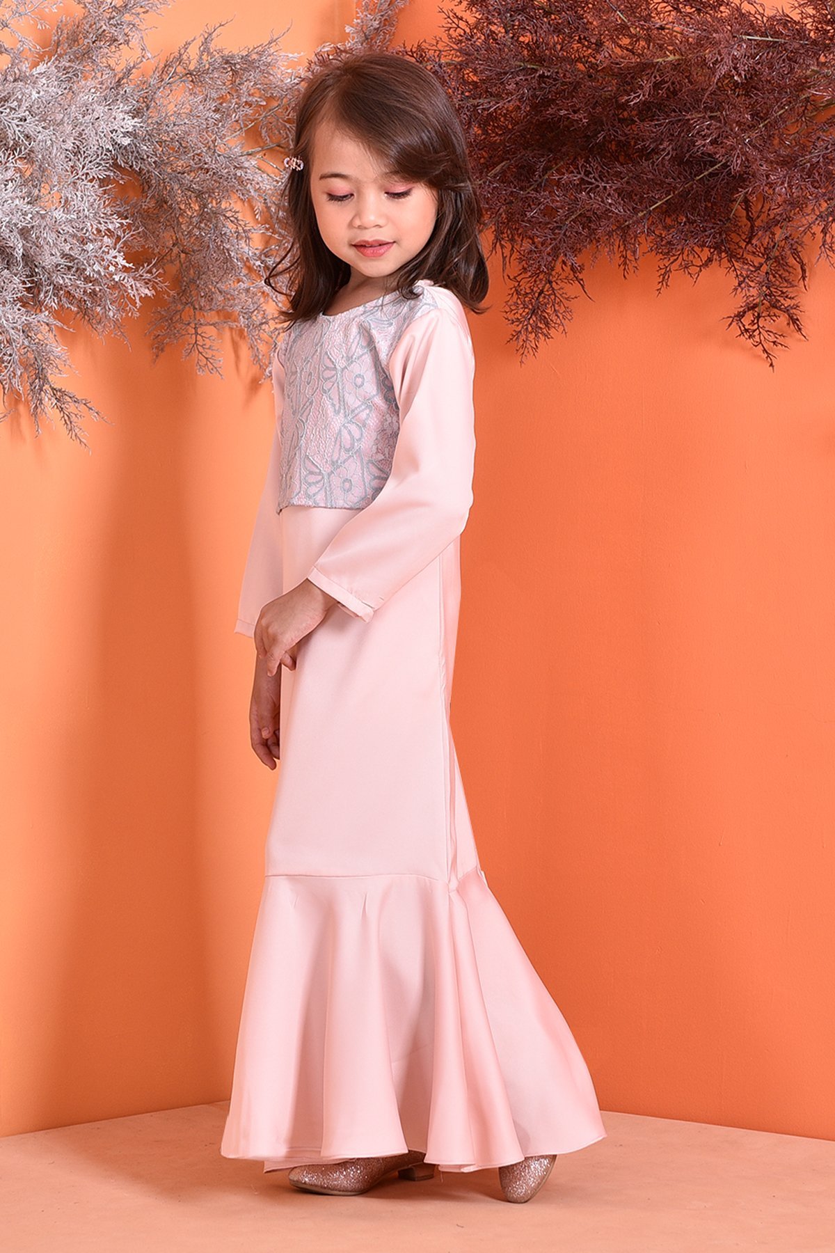 Abaya Lace Grayce Kids - Peach