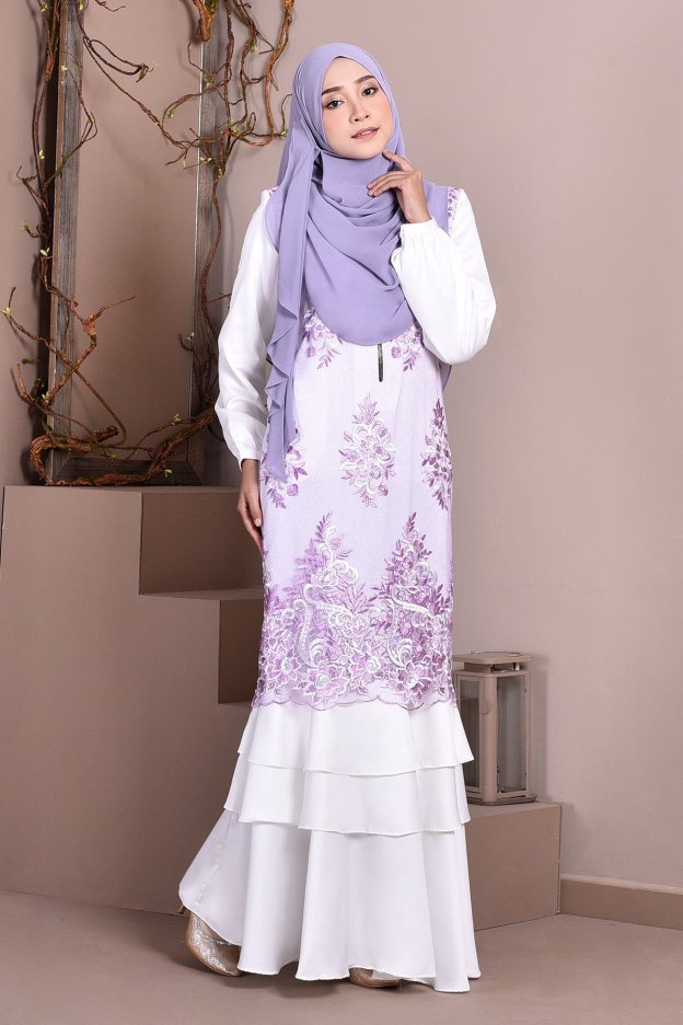 Abaya Lace Lyon - Lilac Cotton