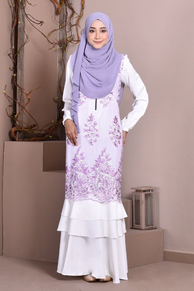 Abaya Lace Lyon - Lilac Cotton
