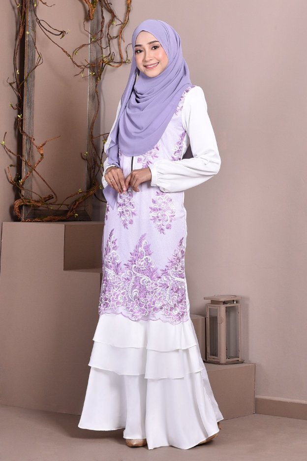 Abaya Lace Lyon - Lilac Cotton