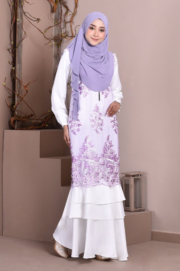 Abaya Lace Lyon - Lilac Cotton
